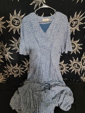Blue Flower Print Dress